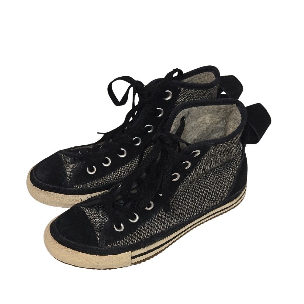 Converse Women's Elise Hi Top Black Faux Fur Suede Sneakers Size 7 Dark Academia